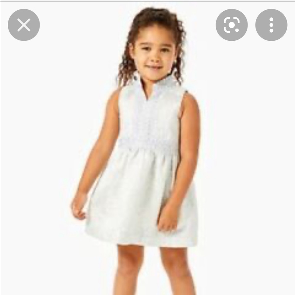 Lilly Pulitzer Girls Mini Franci Jacquard Seaside Grey Silver Full Bloom Dress